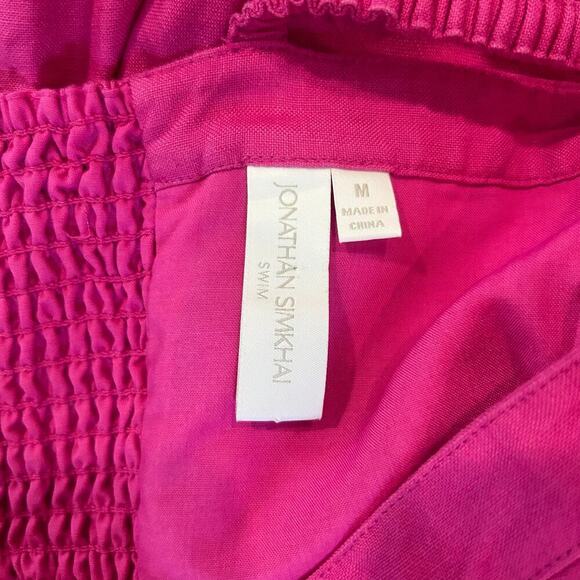 Jonathan Simkhai Kitzia Linen Cover Ups Bustier Midi Dress Tiered Size M - Picture 7 of 8